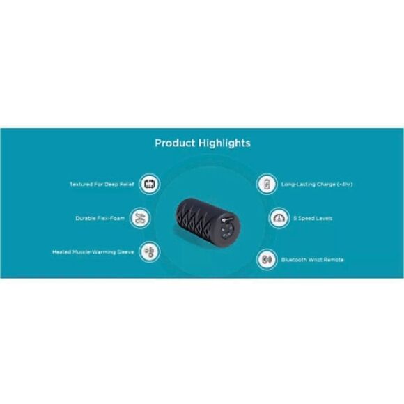 Aura Fitness Heated Vibrating Foam Roller BT Studded Pain Relief Therapy - Picture 4 of 16